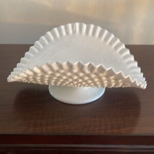 Fenton Hobnail Milk Glass Bandana Boat Bowl